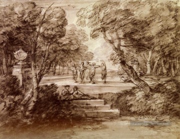 Danseurs avec des musiciens dans une clairière Woodland Thomas Gainsborough Peinture à l'huile